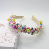 Diadema Recamada Flor Conexión Multicolor Neón